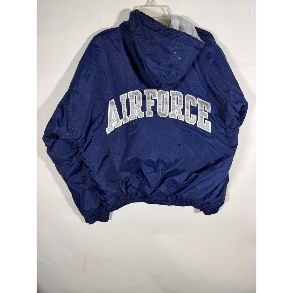 Vintage Gear For Sports Air Force Windbreaker Jacket Navy Blue Mens Large Hooded